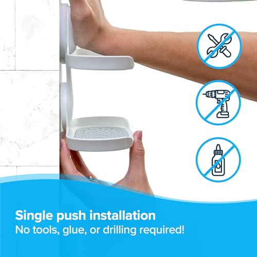 SlipX Solutions Double Soap Saver, Strong Hold Suction Cup Soap Holder, Must Have Universal Kitchen & Bathroom Shower Accessories, No Drilling, No Tools, Rust-Proof, Removable, White - color: White, size: Double Tray