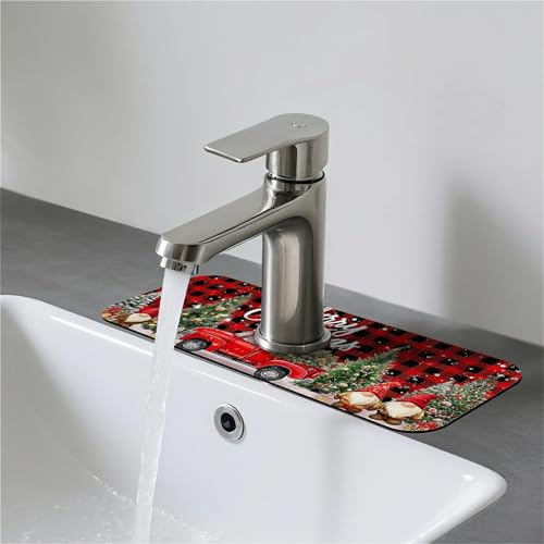 Faucet Fast Absorbent Pad - Christmas Truck Gnome Christmas Tree , Suitable For Kitchen, Bathroom, Island And Other Scenes - color: Christmas Truck gnome Christmas Tree
