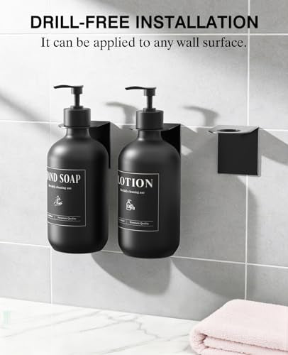 Luxspire Shampoo and Conditioner Dispenser, Shower Soap Dispenser Wall Mounted 3 Sets, 17OZ Shampoo and Conditioner Bottles for Bathroom, Shower Wall and Hotel, Black - color: Matte Black