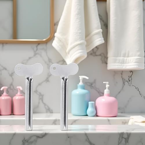 2Pcs Stainless-Steel Tube Toothpaste Squeezer Keys Metal Hair Dye Color Key Roller Dispenser Wringer Tool Processing Bathroom Safety, Aids and Accessories