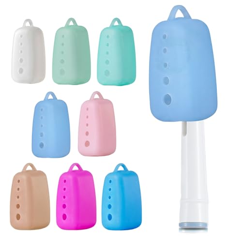 Lapfoon 8 Packs Toothbrush Covers, Silicone Toothbrush Covers Caps for for Electric Toothbrush Replacement Head & Manual Toothbrush, Toothbrush Travel Essentials - color: Azure