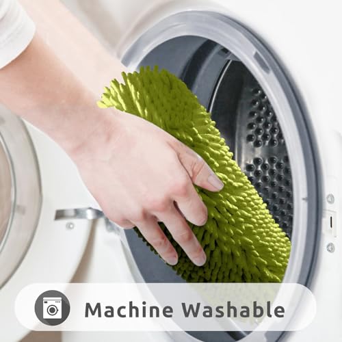 Non-Slip Bath Rug,Extra Soft Microfiber Bedroom Shag Carpet with Anti-Slip Backing,Water/Dust Absorbent Fast Dry Shower Mat,Sound Insulated Stairs Pad,Machine Washable (Lime Green,12 x 19 Inches) - color: Lime Green, size: 12"x19"