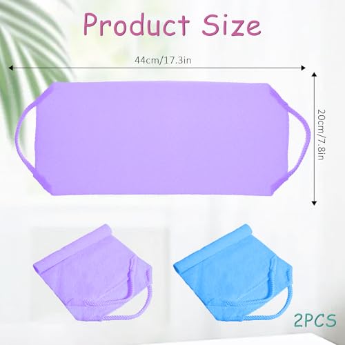 2 Pcs Back Washer for Shower,Exfoliating Back Scrubber with Handles Backs Wash Cloth Stretchable Backs Scrubber for Shower for Women(Blue,Purple) - color: Pink,green