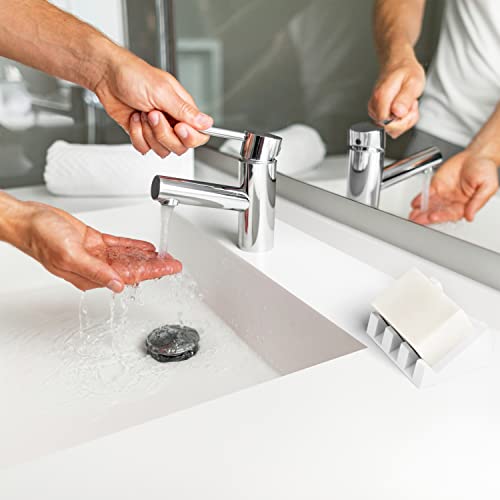 Silicone Soap Dish (USA Patented) Self Draining Bar Soap Holder for Shower Bathroom Sink, Drying Soap Dish Tray Kitchen Sponge Holder Easy Cleaning Soap Saver Mat (Pure White, 2) - color: Pure White, 2