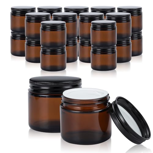 1oz Amber Glass Jars with Lids - 24 Pack Cosmetic Containers for Travel, Cream & Lotion - size: 1oz