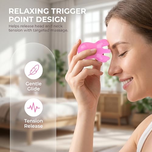 NIIIYTYB 2Pcs Head Massage Tools Scalp Massager and Scraper for Deep Relaxation Acupressure Massager Japanese Spa Hair Care Tool for Home Office Travel Rose Pink - color: Rose Pink