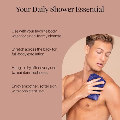 Kitsch African Net Sponge – Exfoliating Body Scrubber for Cleansing & Gentle Daily Exfoliation – Stretchable Bath Sponge for Hard-to-Reach Areas, Long-Lasting Shower Essential - Ocean Blue, 3 Pcs - color: Ocean Blue