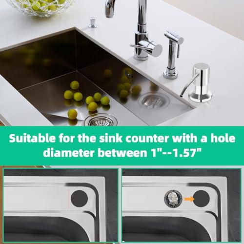 Soap Dispenser for Kitchen Sink, Built in Sink Soap Dispenser, Countertop Soap Dispenser Pump with 47" Extension Tube kit, No Need to Fill Little Bottle Again, Chrome - color: Chrome