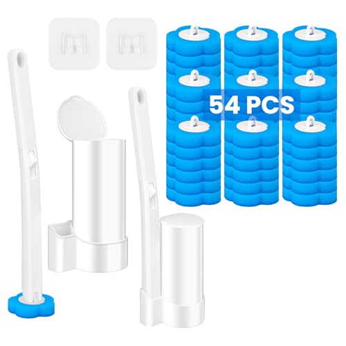 Disposable Toilet Brush, Extended Handle with 54 Cleaner Refills Toilet Brush for Toilet Bowl Cleaners, Bathroom Cleaning(2-Set) - size: 2 Brush+54 Refills