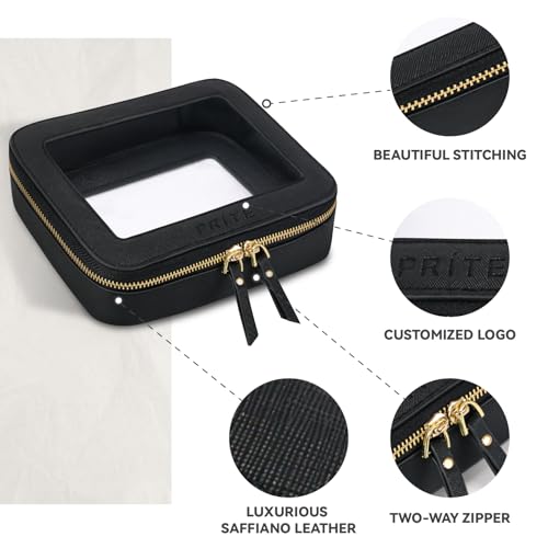 Prite Clear Makeup Bag Set for Women Portable Clear Makeup Bag Cute Waterproof Travel Cosmetic Bag with Gold Zipper for Car Essentials(Black) - color: Black, size: Set - Standard and Mini