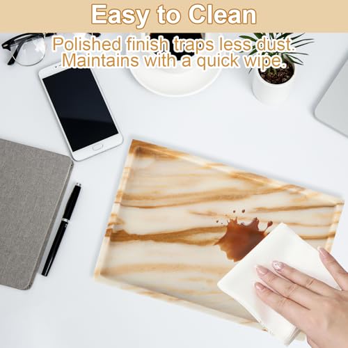 100% Natural Marble Vanity Tray - Real Stone Storage Organizer for Bathroom/Kitchen/Vanity/Dresser, Countertop Tray for Perfume, Jewelry, Home Decor, 11.8 x 7.8 x 0.7 Inch - color: Calacatta Glod
