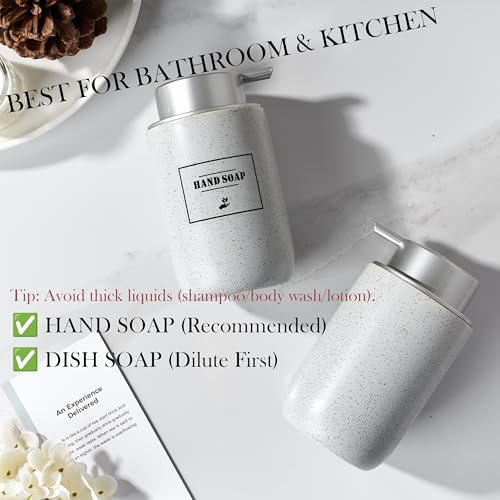 Gray Foaming Soap Dispenser Set,2 Pcs Foam Soap Dispenser for Bathroom&Kitchen,12oz Foaming Dispenser Set with Pump for Hand Wash,Dish Soap(Ceramic) - color: Light Gray