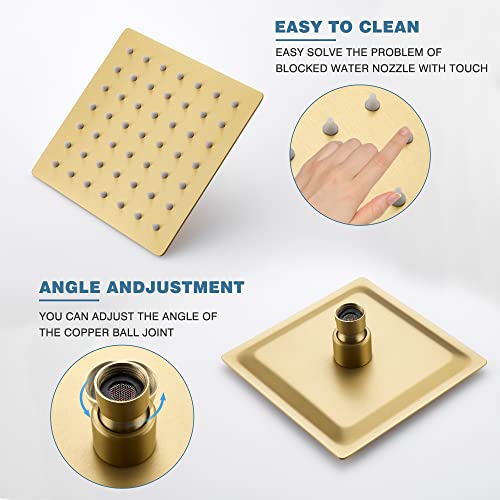 Esnbia Shower Tub Kit, Tub and Shower Faucet Set（Valve Included) with 6-Inch Rain Shower Head and Tub Spout, Single-Handle Tub and Shower Trim Kit,Brushed Gold - color: Brushed Gold, style: with tub spout