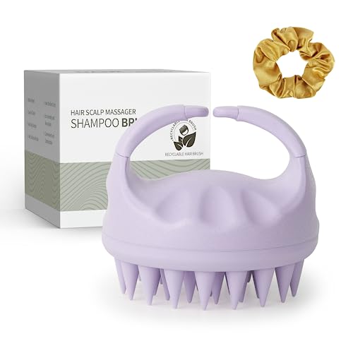 Sndyi Scalp Massager Shampoo Brush, Scalp Scrubber with Soft Silicone Bristles, Scalp Exfoliator for Dandruff Removal, Scalp Massager for Hair Growth, Wet Dry Hair Brush for Scalp Care, Taro Purple - color: Taro Purple