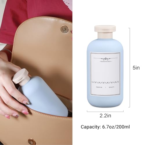 6.8oz Travel Bottles for Toiletries, Empty Plastic Squeeze Bottles with Flip Cap, Lotion Container for Toiletries Travel Size Shampoo and Conditioner (3 pack, bule) - color: Blue, size: 6.8 oz