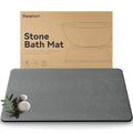 Stone Bath Mat, Dries Quickly, Non-Slip Diatomaceous Earth Bath Mats for Bathroom, Super Absorbent Stone Shower Mat, Easy to Clean, 23.5" x 15.5" Dark Gray