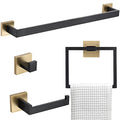 Bathroom Towel Bar Holder Sets Black and Gold 4-Piece Bathroom Hardware Set Stainless Steel Bath Accessories Kit. Wall Mounted,23.6 Inch - color: Black+gold, size: 4-Pieces Set-A
