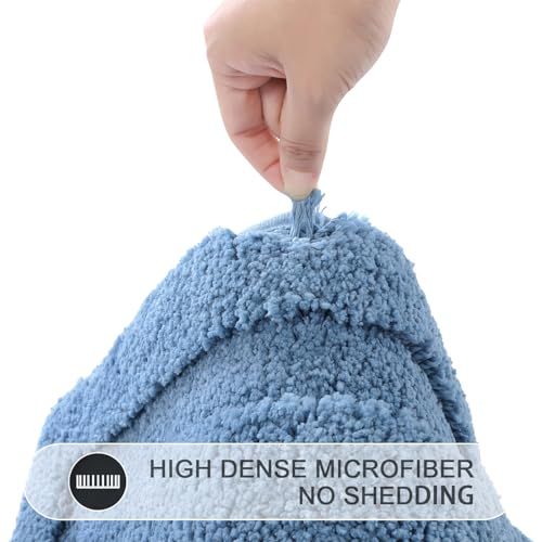 SHACOS Microfiber Small Bathroom Rugs Set of 3 Piece with Toilet Lid Cover | Non Slip Super Soft Absorbent 16"x24" Bath Mat U Shape Contour Mat Bathroom Carpet Machine Washable(Blue) - color: Blue, size: 16"x24"+U-Shape 20"x24"+Lid Cover 19"x21"