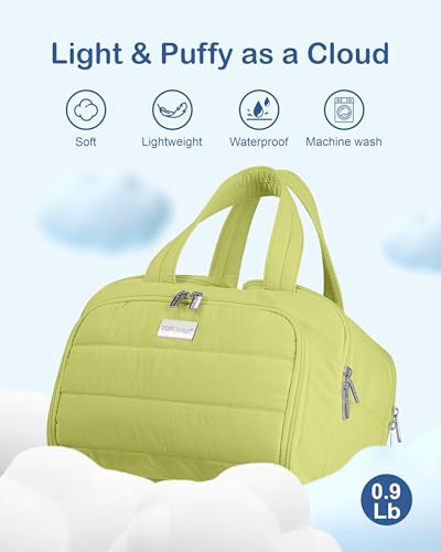 TOPDesign Travel Toiletry Bag for Women, Puffer Large Toiletry Bag, Lightweight Cosmetic Makeup Organizer with Handle for Traveling, Accessories, Essentials, Toiletries (Light Green) - color: Light Green