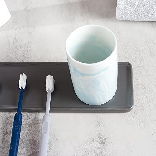 Ceramic Toothbrush Holder, Bathroom Cup, Drinking Mug, Coffee Cups, Marble Pattern Pen Holders, 300ml/Pcs (Blue) - color: Blue