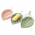 Leaf-Shaped Soap Dish Set, 2-Tier Soap Holder Drain Rack, Leaf Design - No Drill Wall Mount, Detachable Bathroom Organizer for Shower Sink (Pastel Green/Blue/Pink)