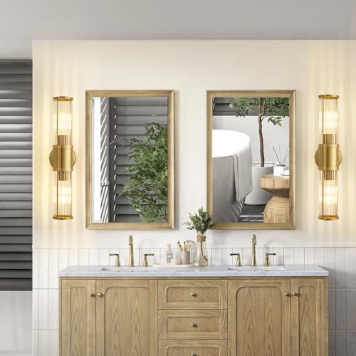Gold Wall Sconce Bathroom Vanity Light Fixtures for Mirror, Modern Wall Light with Glass Rod Shade for Bathroom, Bedroom, Hallway, Living Room - Bulb Not Included - color: Gold-Glass Rod