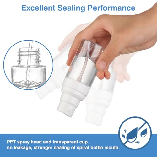 Travel Spray Bottle 2 Pack 1.35oz / 40ml Small Fine Mist Spray Bottles | Empty Mini Spray Bottles Refillable Plastic Travel Bottle - Leak Proof - for Face Toner, Hair Mist, Plants, Cleaning - color: clear+clear