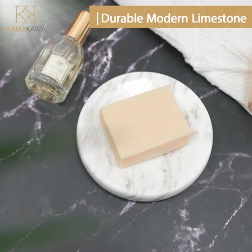Natural Marble Soap Dish, Round Carrara White Jewelry Dish, Limestone Shower Soap Holder, Modern Stone Sponge Holder, Bar Soap Saver Tray for Bathroom, Kitchen, Easy to Clean - color: Carrara White 4.5-in Circ