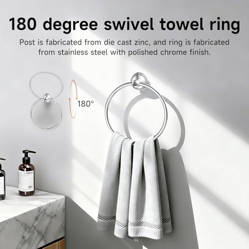 Formosa Design Hardware Classic 4-Piece Bathroom Accessories Set, 24-inch Towel Bar, Toilet Paper Holder, Towel Ring, and Robe Hook, Durable Zinc Alloy & Stainless Steel, (Polished Chrome Finish) - color: Polished Chrome