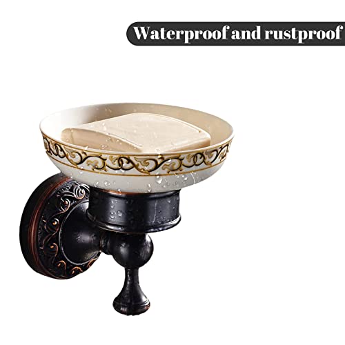 Leyden Bronze Soap Dish, Oil Rubbed Bronze Bathroom Accessories Soap Holder Shower Room Soap Dish Stand Organizer Tray Ceramic Dish Brass Retro Wave Pattern Design - color: Orb