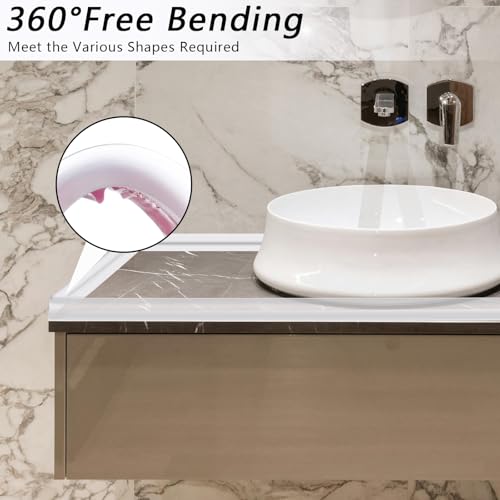 78 Inch Shower Threshold Water Dam, Silicone Barrier Shower Door Bottom Seal Strip, Self Adhesive Waterproof Barrier, for Kitchen Countertop Sink, Cooktop, Bathroom（Semitransparent） - color: Semitransparent, style: 78 in