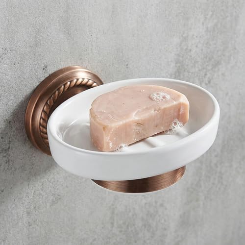 VOSAREA Ceramic Soap Holder Soap Tray Vintage Holder Wall-Mounted Dish Antique Luxury Dish for Shower Wall Rack for Bathroom