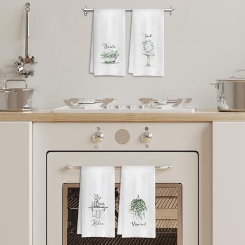 Boho Botanical Bathroom Hand Towels Set of 4, Relax Breathe Soak Unwind Decorative Hand Towels for Gym Yoga Spa Bathroom Decor, 16x24 Inches(Style L) - color: N