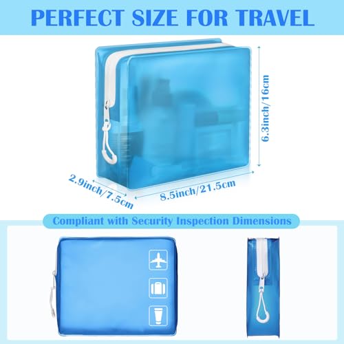 8 Pack TSA Approved Travel Toiletry Bags Frosted Translucent Leak-proof Cosmetic Makeup Bags for Women Men Travel Organizer Airport Security (Blue,8.5 x 6.3 x 2.9 Inch) - color: Blue, size: 8.5 x 6.3 x 2.9 Inch