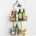 Epicano Shower Caddy Hanging Over Head, Bronze | Rustproof,4 Hooks for Towels,Sponge and & Bathroom Accessories,Anti-Swing Suction Cups & Adhesive hooks - color: Bronze