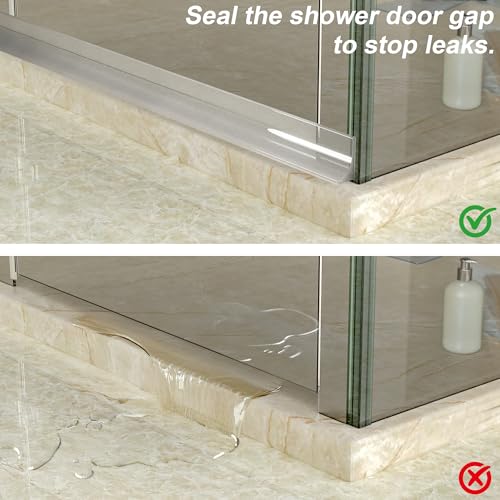 39" Shower Threshold Water Dam Silicone Shower Water Guard Collapsible Shower Door Bottom Seal Shower Splash Guard for Wet and Dry Separation - color: Transparent, style: 39 inch