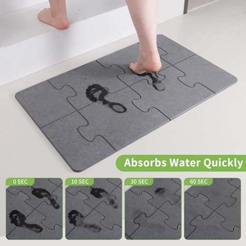 Stone Bath Mats for Bathroom - Foldable Quick Drying Bath Mat(Dark Gray B) | Diatomaceous Earth Bath Mat,, Super Absorbent Stone Shower Mat,Easy to Clean No Smell, Fast Drying for Bathroom and Kitchen - color: Dark Gray B, size: 19.7 x 31.5 inches (Rectan