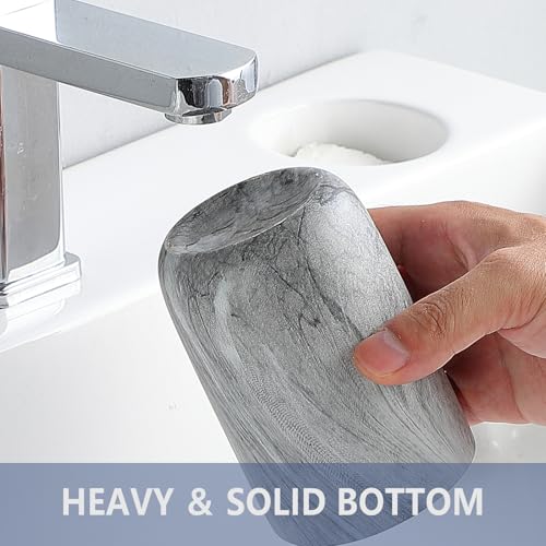 Marble Grey Toothbrush Holders - 2 Ceramic Toothbrush Holders for Bathrooms Toothbrush Toothpaste Holders Set, Grey Bathroom Tumbler Cups Reusable Toothbrush Mouthwash Cup, Bathroom Counter Organizer. - color: Grey Marble, size: 1pcs