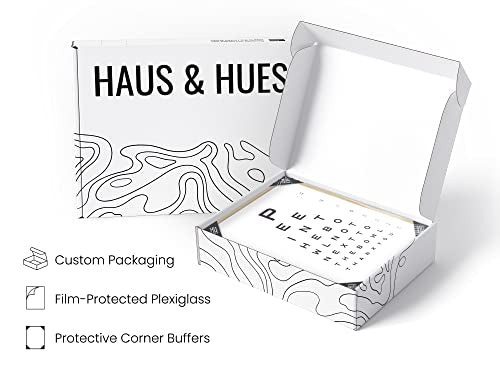 HAUS AND HUES Funny Bathroom Signs – Eye Exam Restroom Print, Playful Home Wall Accent, Witty Washroom Artwork (16x20, Beige Frame) - color: Eye Exam, size: 16"L x 20"W, style: Beige Framed