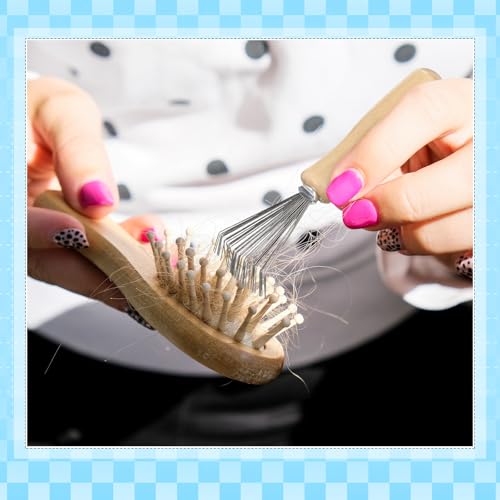 Boao 4 Pcs Hair Brush Cleaning Tool Set Mini Hair Cleaning Brush Tool Wooden Handle Mini Rakes for Removing Dust Home Salon Use(Green) - color: Green