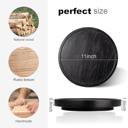 Wood Lazy Susan Organizer Kitchen Turntable for Cabinet Farmhouse Bathroom Decor Round Decorative Tray for Vanity, Counter, Sink, Coffee Table, 11 Inch, Black - color: Black, size: 11“