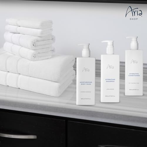 Aria Shower Set - Shampoo, Conditioner, Body Wash - Scented with Cedarwood, Green Mandarin, Lavender - Vegas Hotel Bath Amenities - 10 oz, White - size: 10 Fl Oz (Pack of 3)