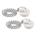 uxcell 2 Pcs Tub Stoppers, Rubber Bathtub Stoppers 1" Kitchen Sink Drain Stopper, Bathroom Drain Plug with Pull Ring and 15" Beaded Chain, White - size: 1"