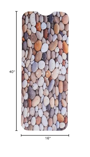 ENKOSI Bath Mat – Large 40 x 16 Inch Non-Slip Bathtub Mat with Suction Cups & Drain Holes – Extra Long Bathroom Shower Mat for Tub with Pebble Design (40x16 Pebble Stone) - color: Pebble Stone