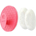 INNERNEED Food-Grade Silicone Body Scrubber Gentle Cleansing Brush with Exfoliating Net Sponge Bath Scrubbing Washcloth Case, More Hygienic and Well Lather (Pink Set) - color: (Set4) Pinkset