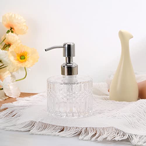 YunNasi Soap Dispenser with Stainless Steel Pump, Clear Crystal Design, Vintage and Elegant, Refillable Liquid Hand Soap Dish Soap Dispensers for Bathroom Counter, Kitchen Sink (Style 5) - color: Style 5