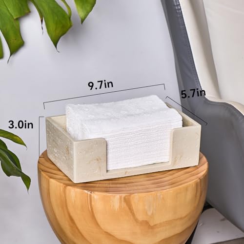 Natural Travertine Textures Bathroom Napkin Holder, Countertop Paper Towel Dispenser for Multifold, C Fold, Trifold, Z Fold - Disposable Hand Towels Organizer, Guest Hand Towels Holder, 10" L x 6" W - color: Travertine Beige