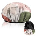 Luxury Shower Cap Terry Lined Reusable Triple Layer Waterproof Hair Elastic Caps Shower Bath Hat for Women Girls Cute Aesthetic-Color Block - color: AL11-Color Block