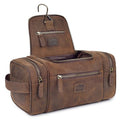 LEATHER VILLAGE Genuine Leather Travel Dopp Kit for Men & Women – Water-Resistant Large-Capacity Hanging Toiletry Bag for Travel, Grooming, Bathroom Organization, Shaving Essentials & Gym Use - Brown - color: Brown