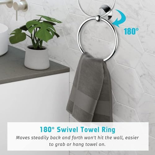 8 Piece Bathroom Accessory Set(Adjustable Towel Bar, Towel Ring, Toilet Paper Holder,Towel Hook), Wall Mounted Bathroom Hardware Accessories Set,Chrome - color: Chrome, size: 8 pieces